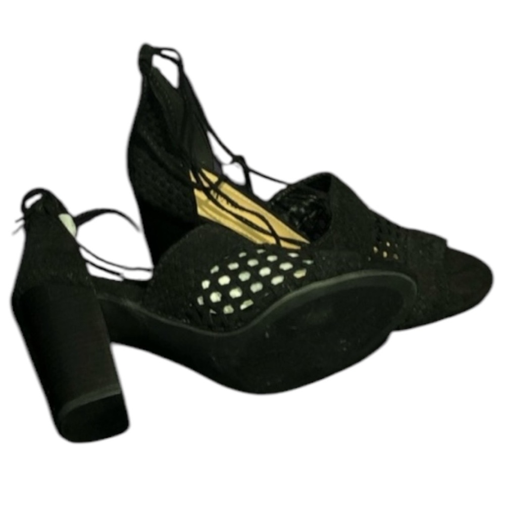 JustFab Black Open Toe Ankle Tie Espadrilles Shoes size 10